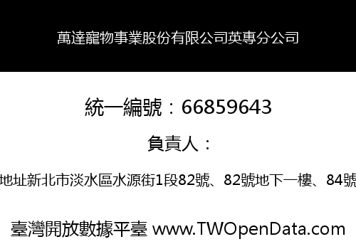 萬達寵物事業股份有限公司英專分公司