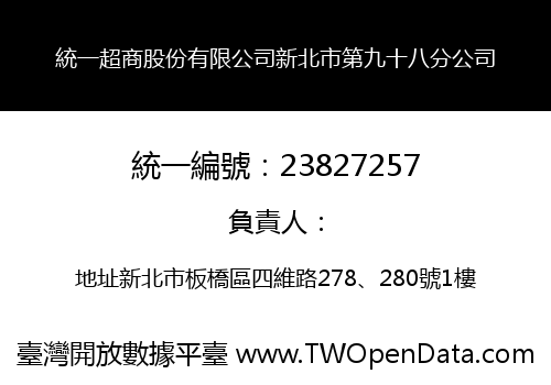 統一超商股份有限公司新北市第九十八分公司