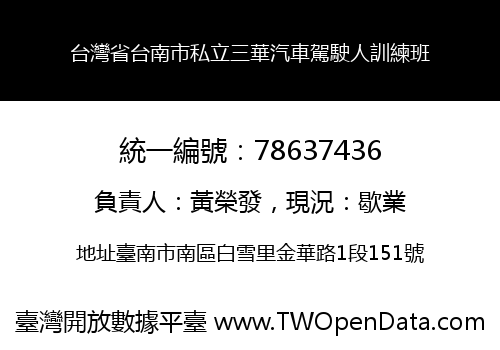 台灣省台南市私立三華汽車駕駛人訓練班