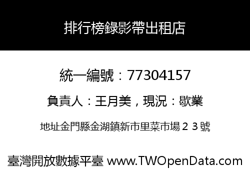 排行榜錄影帶出租店