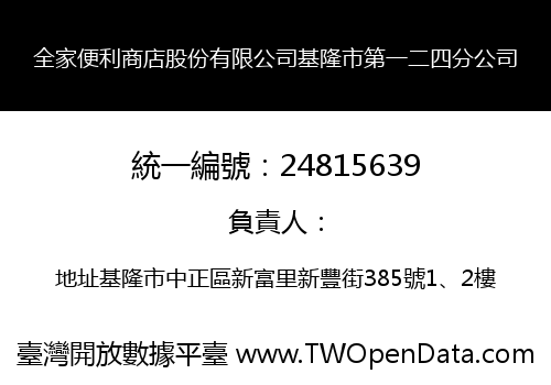 全家便利商店股份有限公司基隆市第一二四分公司