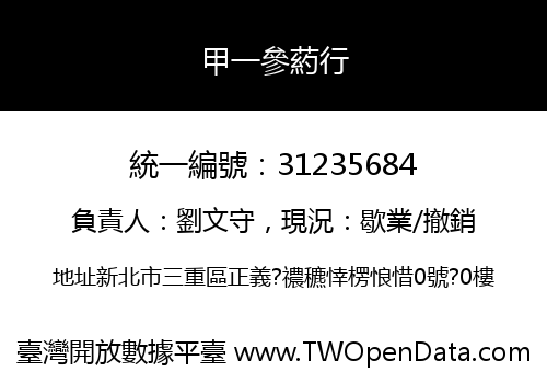 甲一參葯行