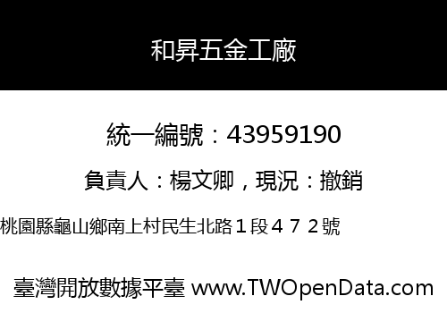 和昇五金工廠