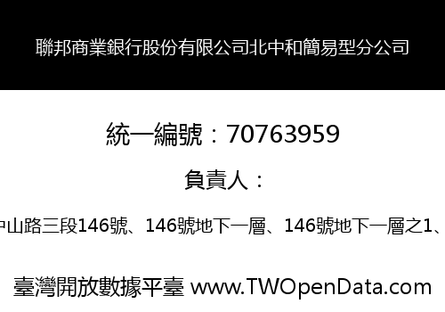 聯邦商業銀行股份有限公司北中和簡易型分公司