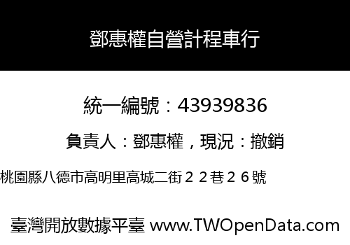 鄧惠權自營計程車行