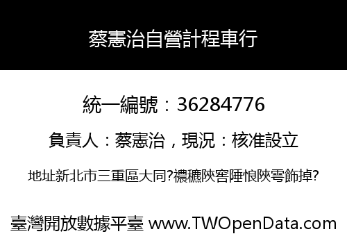 蔡憲治自營計程車行