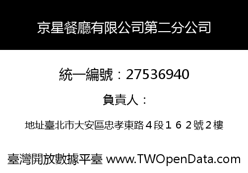 京星餐廳有限公司第二分公司