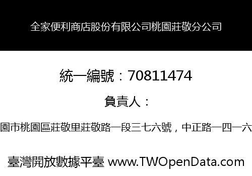 全家便利商店股份有限公司桃園莊敬分公司