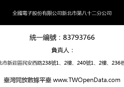 全國電子股份有限公司新北市第八十二分公司