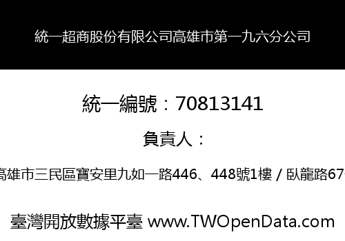統一超商股份有限公司高雄市第一九六分公司