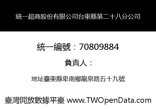 統一超商股份有限公司台東縣第二十八分公司
