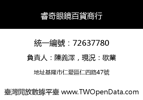 睿奇眼鏡百貨商行