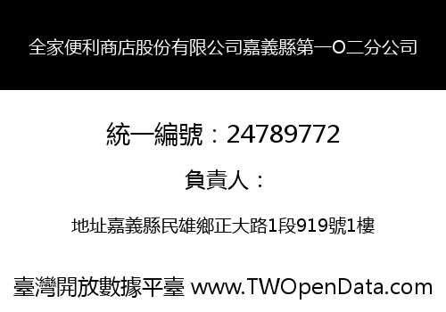 全家便利商店股份有限公司嘉義縣第一O二分公司