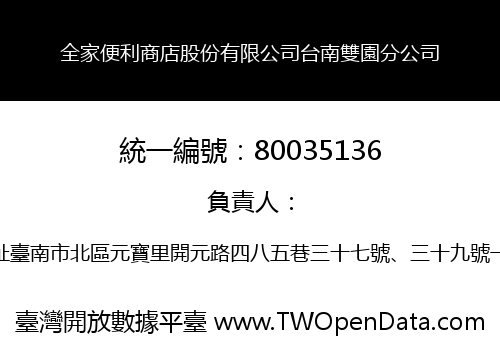 全家便利商店股份有限公司台南雙園分公司