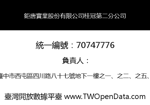 鉅唐實業股份有限公司桂冠第二分公司