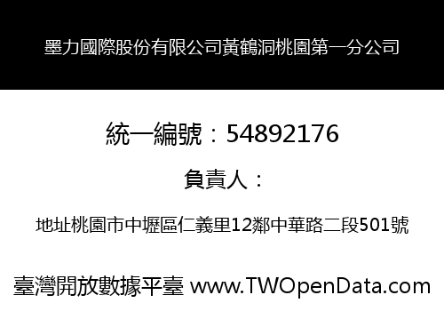 墨力國際股份有限公司黃鶴洞桃園第一分公司