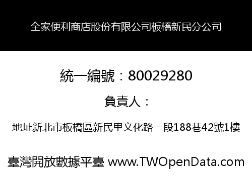 全家便利商店股份有限公司板橋新民分公司
