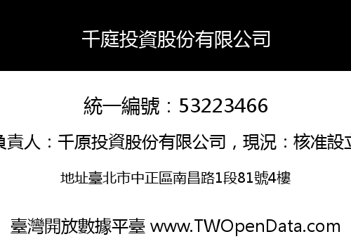 千庭投資股份有限公司