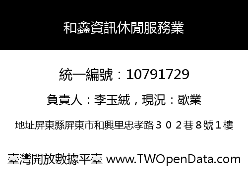 和鑫資訊休閒服務業