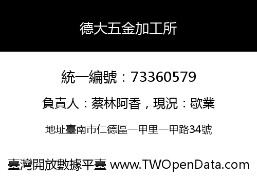 德大五金加工所