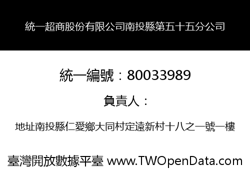 統一超商股份有限公司南投縣第五十五分公司