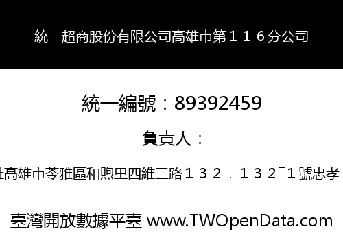 統一超商股份有限公司高雄巿第１１６分公司