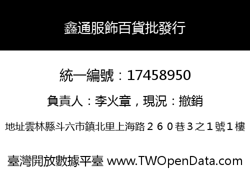 鑫通服飾百貨批發行