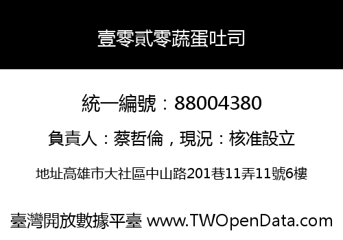 壹零貳零蔬蛋吐司