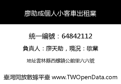 廖助成個人小客車出租業