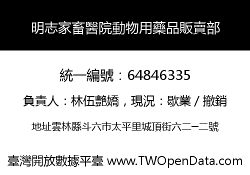明志家畜醫院動物用藥品販賣部