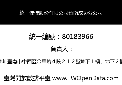 統一佳佳股份有限公司台南成功分公司