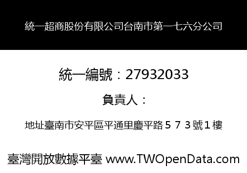 統一超商股份有限公司台南市第一七六分公司