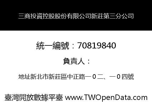 三商投資控股股份有限公司新莊第三分公司
