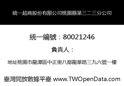 統一超商股份有限公司桃園縣第三二三分公司