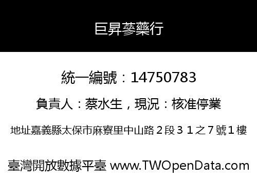 巨昇蔘藥行