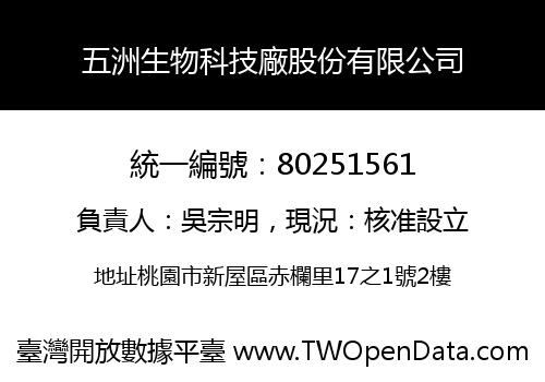 五洲生物科技廠股份有限公司