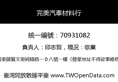 完美汽車材料行