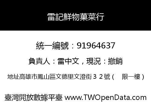 雷記鮮物菓菜行