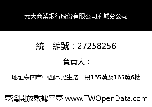 元大商業銀行股份有限公司府城分公司