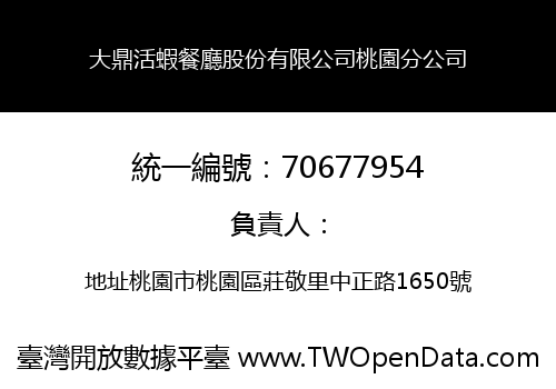 大鼎活蝦餐廳股份有限公司桃園分公司