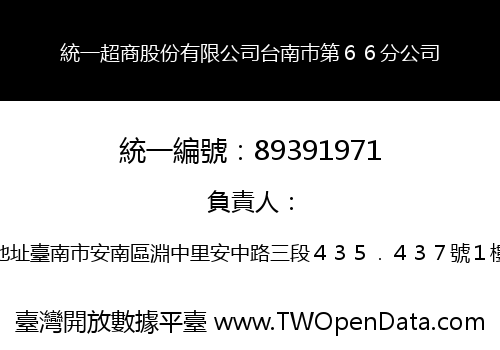 統一超商股份有限公司台南巿第６６分公司