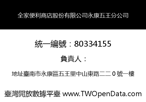 全家便利商店股份有限公司永康五王分公司