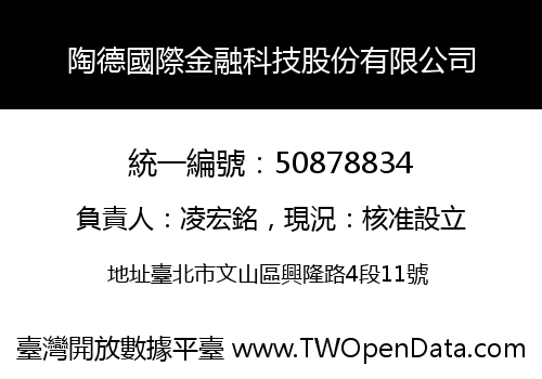 陶德國際金融科技股份有限公司