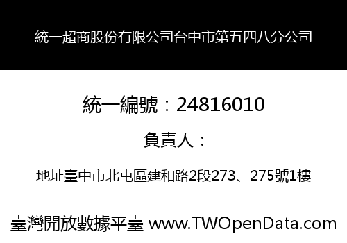 統一超商股份有限公司台中市第五四八分公司