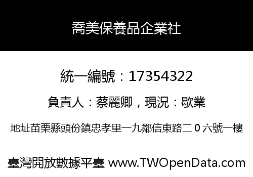 喬美保養品企業社