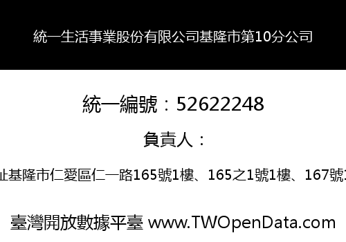 統一生活事業股份有限公司基隆市第10分公司