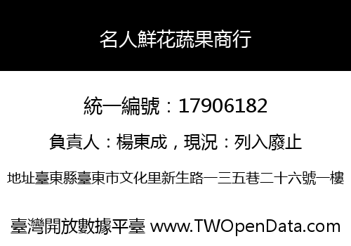 名人鮮花蔬果商行