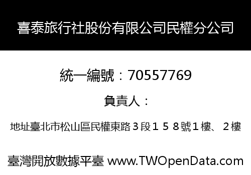 喜泰旅行社股份有限公司民權分公司
