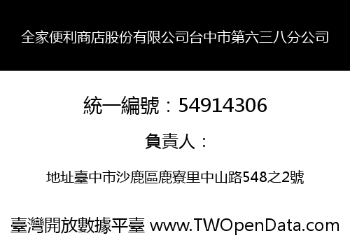 全家便利商店股份有限公司台中市第六三八分公司