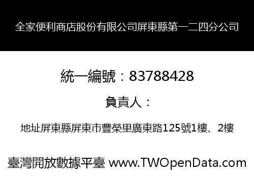 全家便利商店股份有限公司屏東縣第一二四分公司